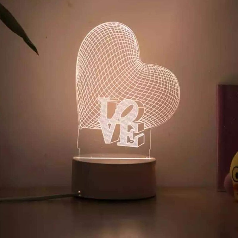 Lampada 3D personalizzata in plexiglass e led LOVE con Cuore – The Bumba  Store
