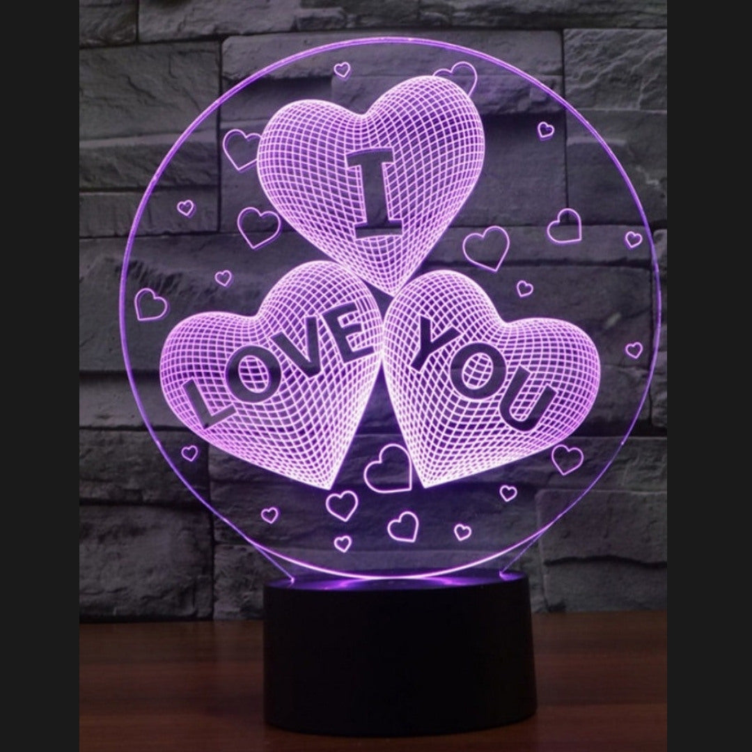 SAN VALENTINO REGALO LAMPADA LED 3D PERSONALIZZATA CUORI FRASE LOVE USB  AMORE