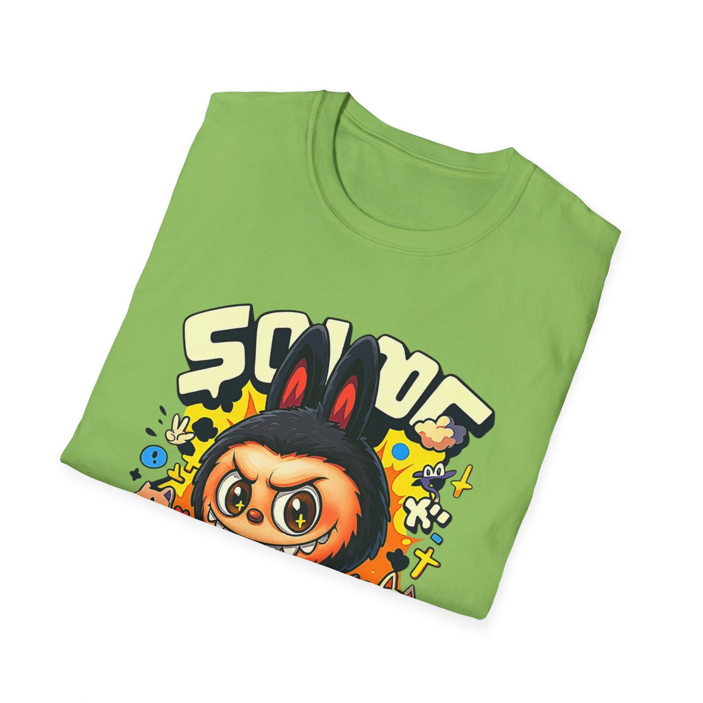 T-Shirt Unisex Labubu Softstyle  – Design Kawaii Streetwear con Skateboard.