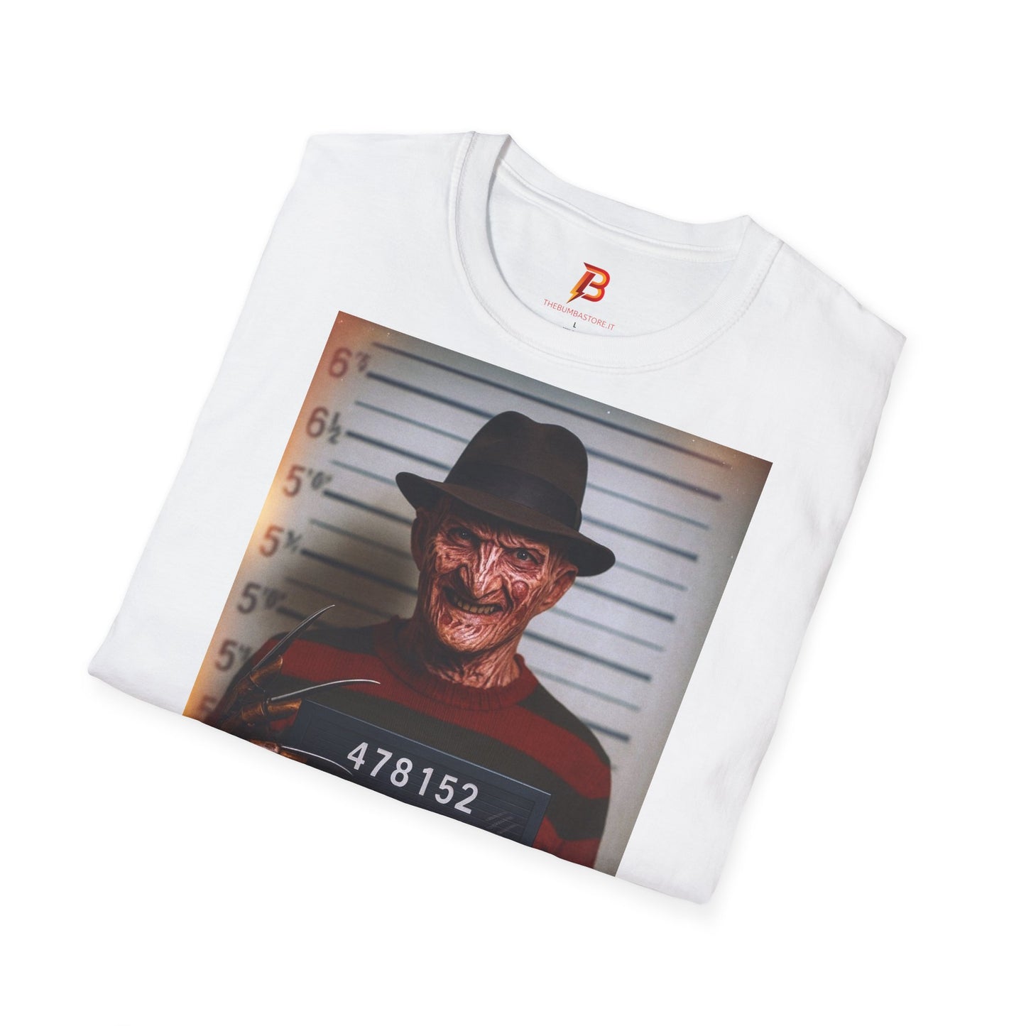 T-Shirt Unisex Freddy Krueger Mugshot – Maglietta Horror Nightmare | Cultura Pop & Halloween