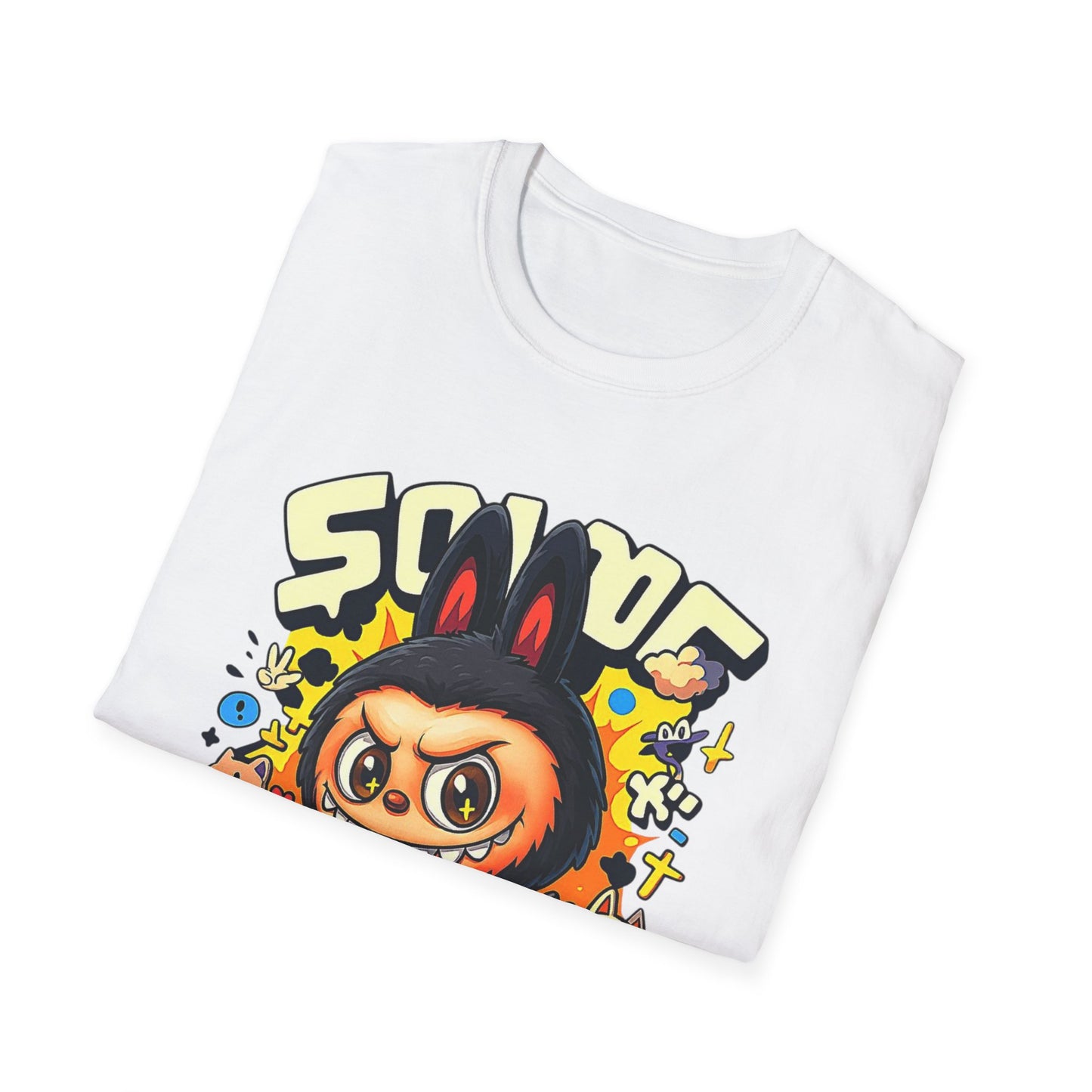 T-Shirt Unisex Labubu Softstyle  – Design Kawaii Streetwear con Skateboard.
