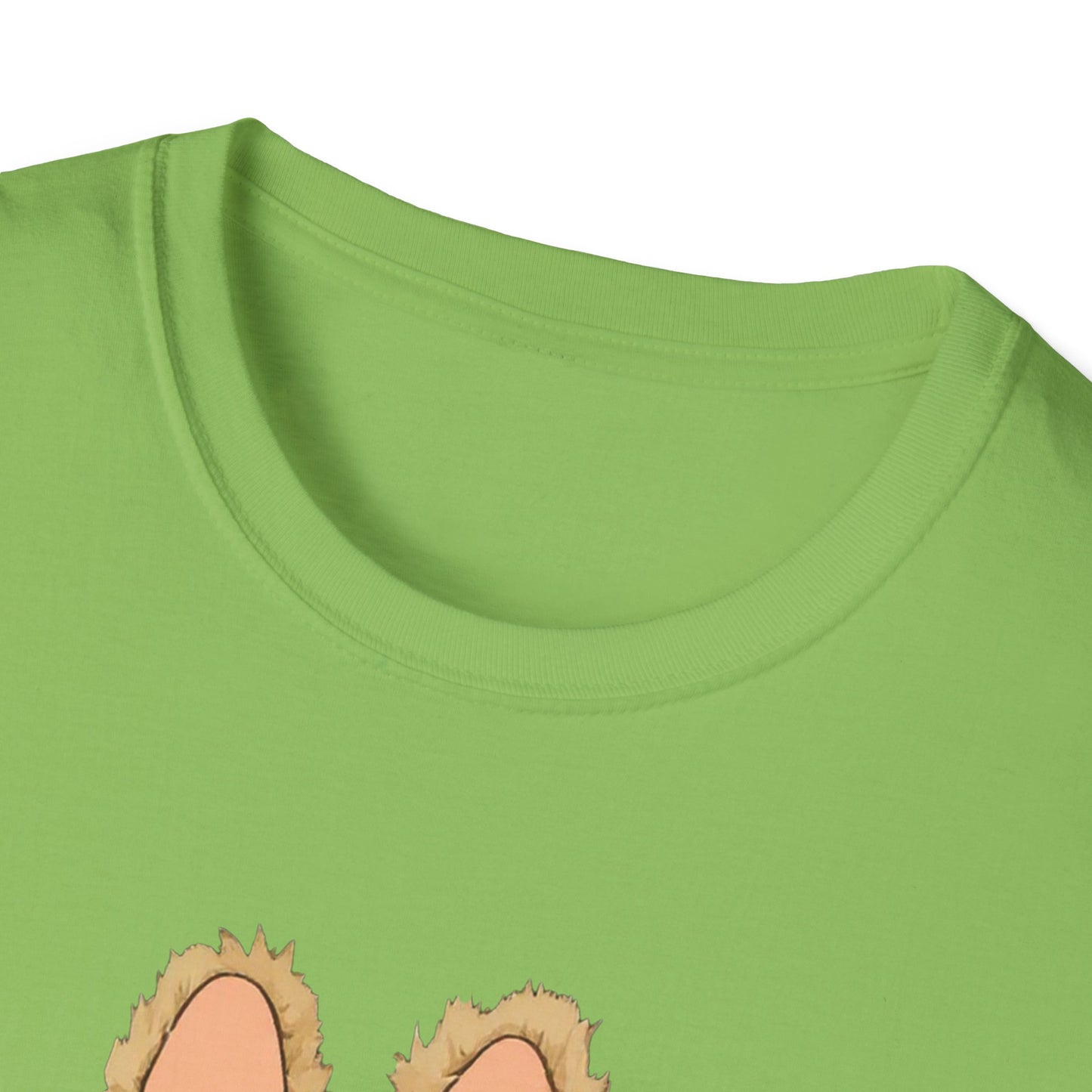 T-Shirt Unisex Labubu Softstyle – Design Kawaii con Camicia a Righe Azzurre.