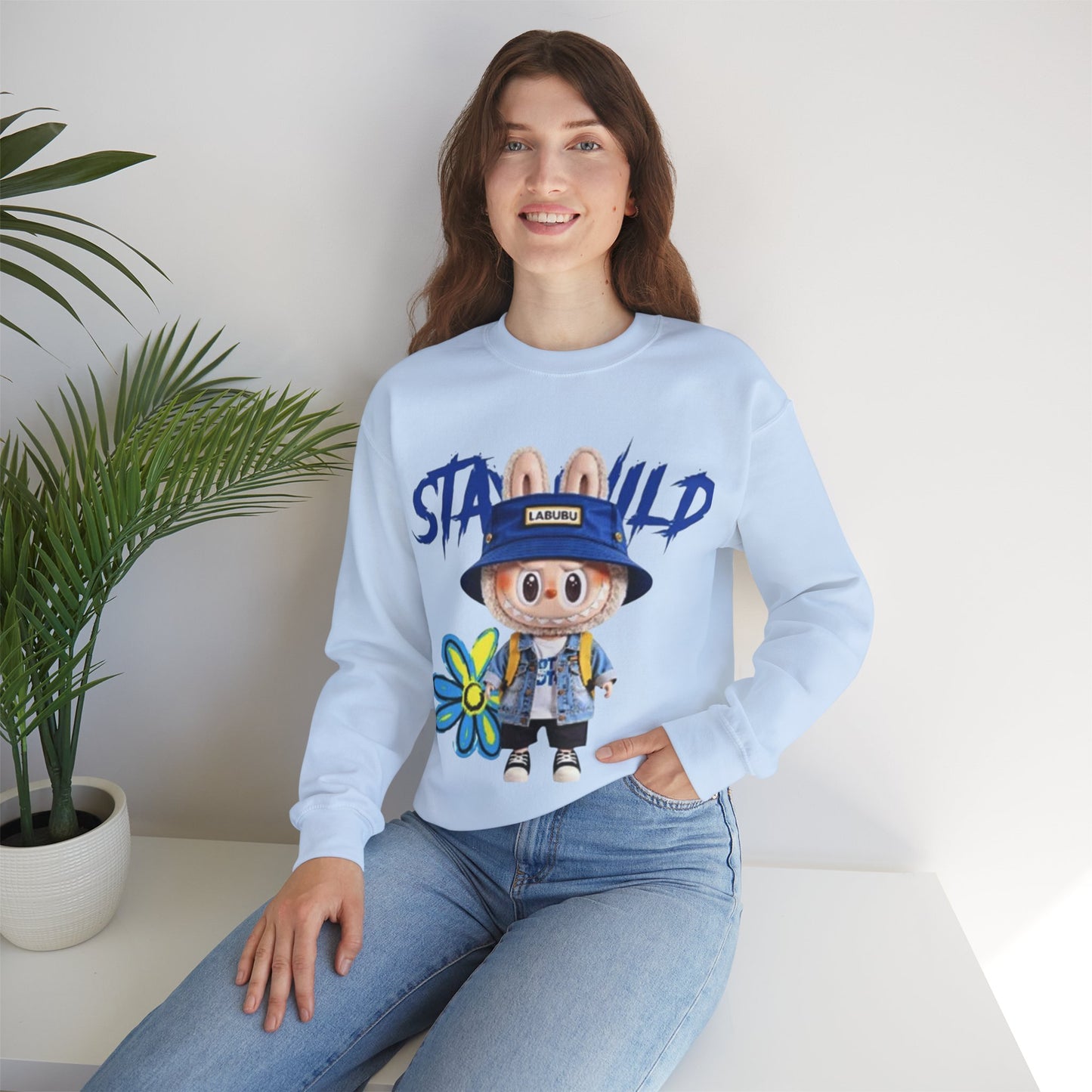 Felpa Unisex Labubu Stay Wild – Streetwear Casual con Design Cartoon.