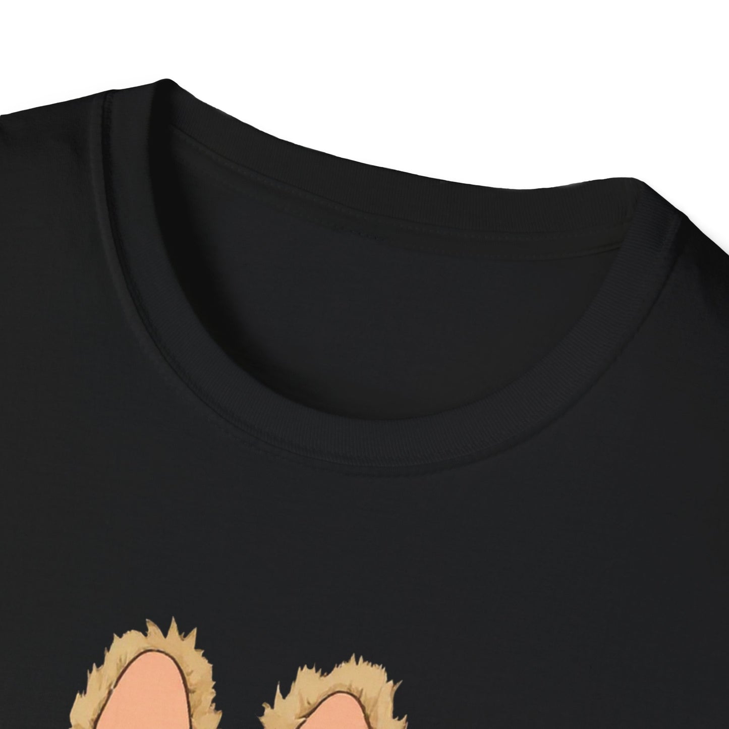 T-Shirt Unisex Labubu Softstyle – Design Kawaii con Camicia a Righe Azzurre.