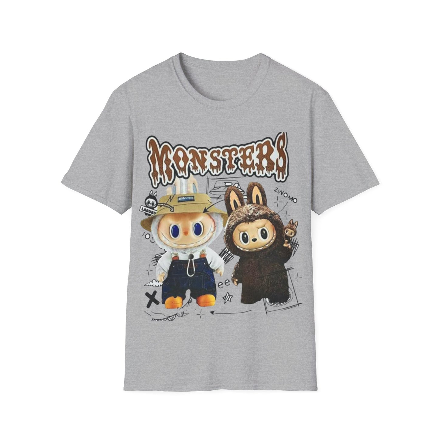 T-Shirt Unisex Labubu Softstyle – Design Monsters Kawaii con Coppia Iconica.