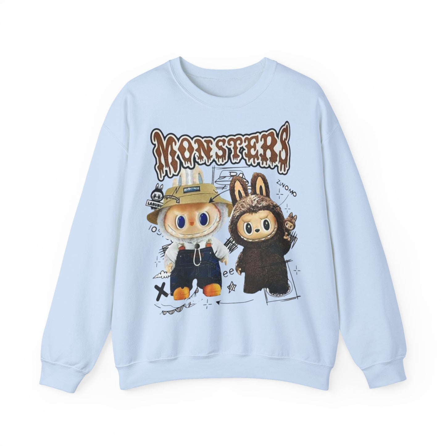 Felpa Unisex Labubu Monsters – Sweatshirt Streetwear Casual Heavy Blend.