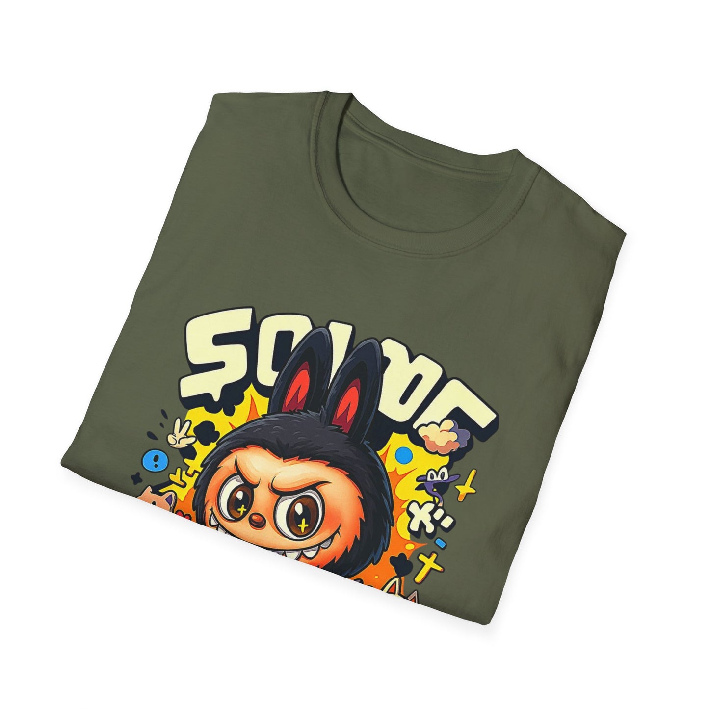 T-Shirt Unisex Labubu Softstyle  – Design Kawaii Streetwear con Skateboard.
