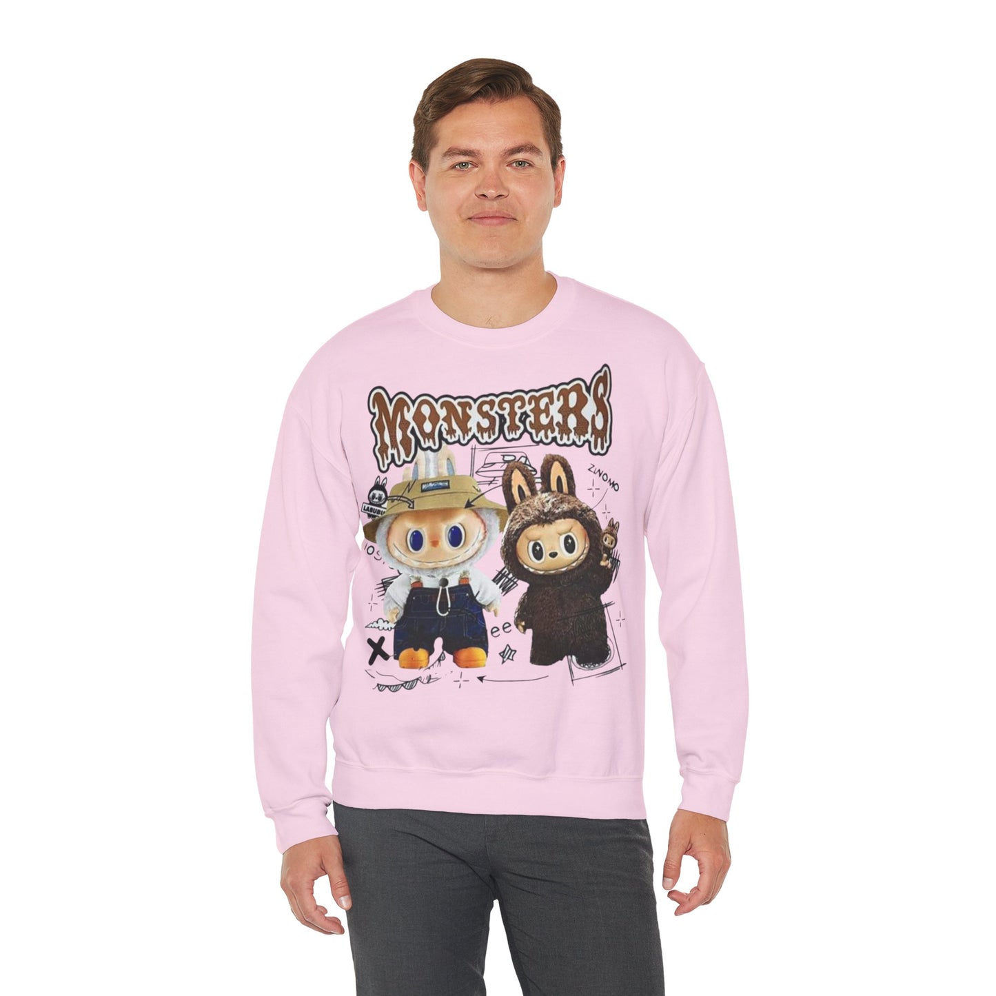 Felpa Unisex Labubu Monsters – Sweatshirt Streetwear Casual Heavy Blend.