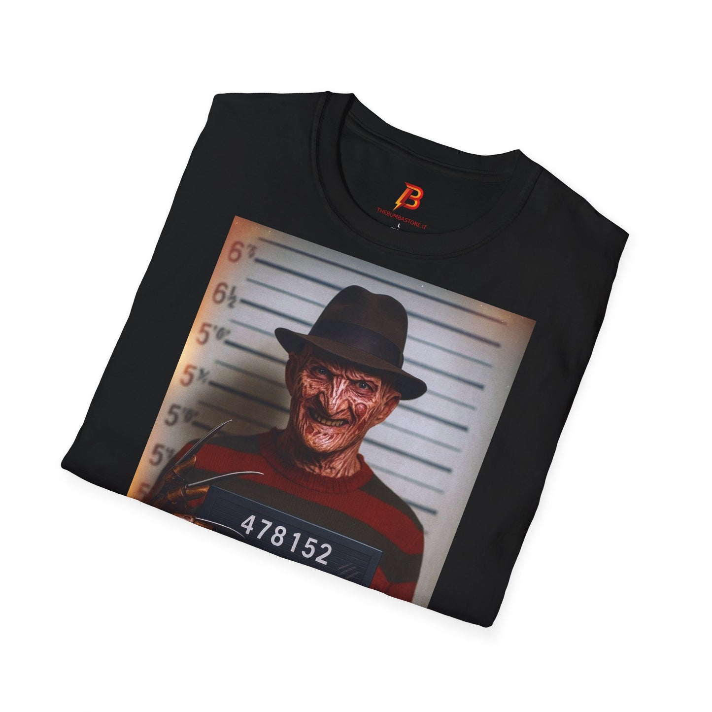 T-Shirt Unisex Freddy Krueger Mugshot – Maglietta Horror Nightmare | Cultura Pop & Halloween