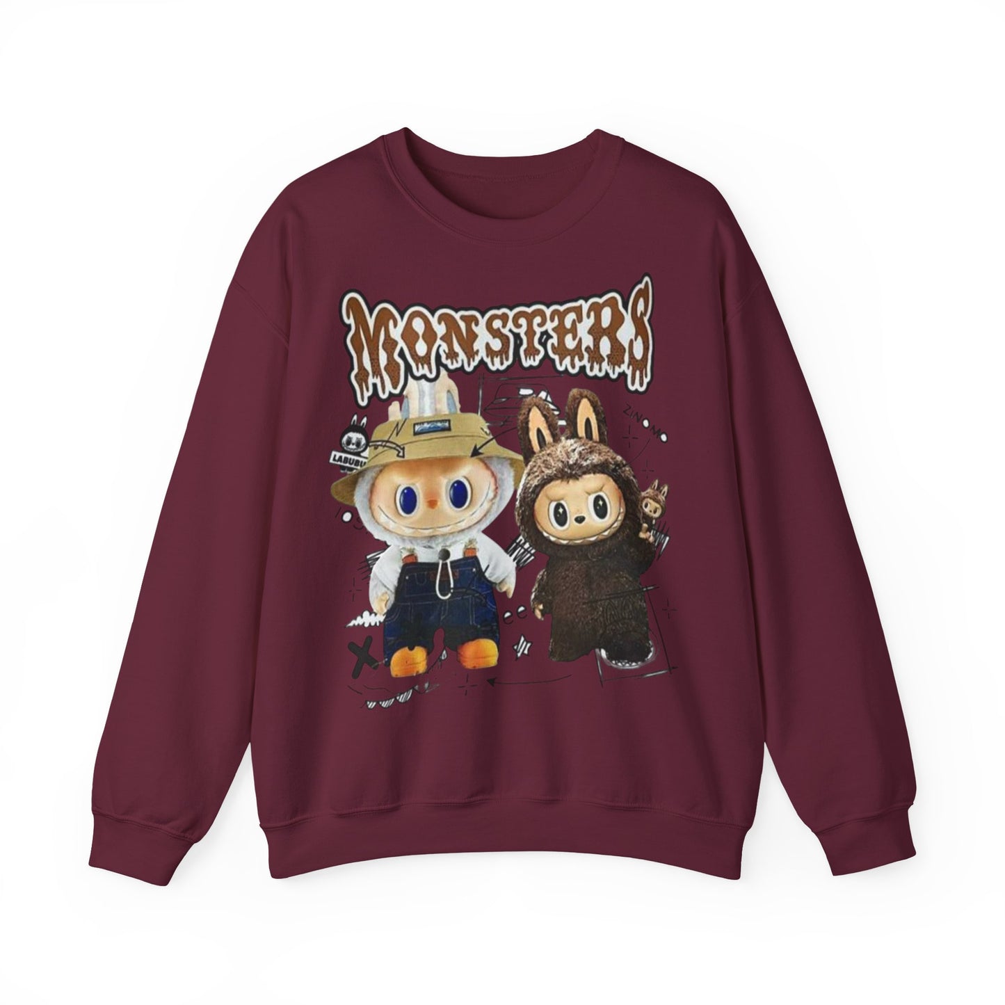 Felpa Unisex Labubu Monsters – Sweatshirt Streetwear Casual Heavy Blend.