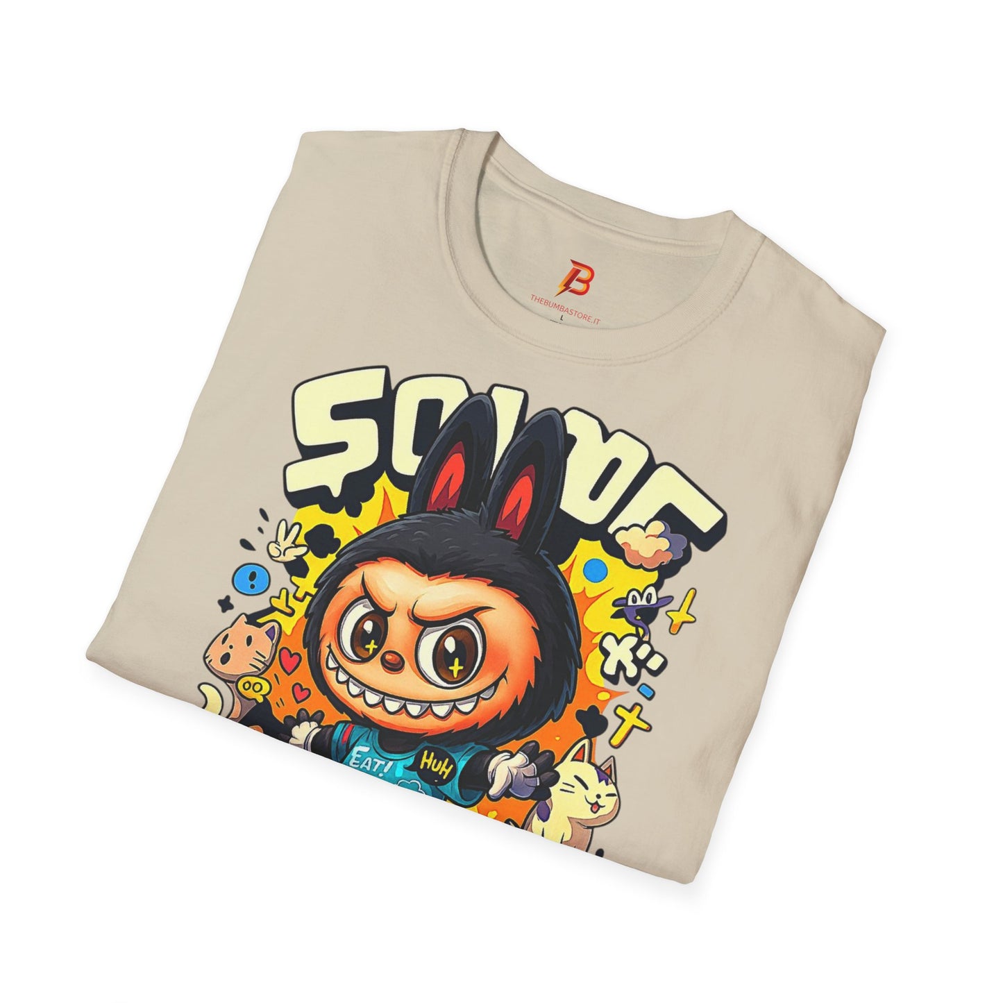 T-Shirt Unisex Labubu Softstyle  – Design Kawaii Streetwear con Skateboard.