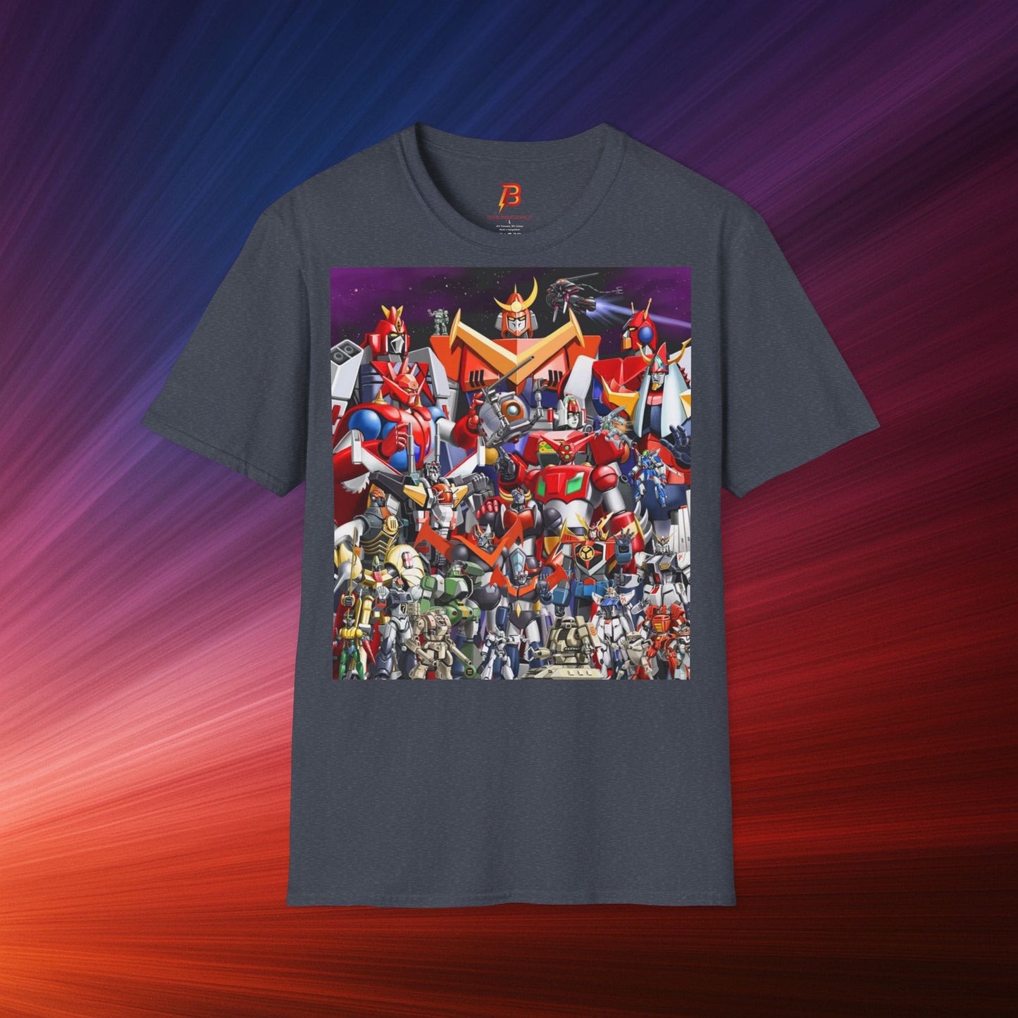 "T-shirt robot giapponesi anni ‘80 in cotone morbido. Un must per fan anime e collezionisti. Comfort e stile per ogni occasione.