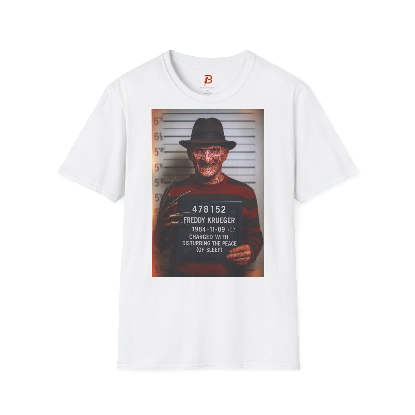 T-Shirt Unisex Freddy Krueger Mugshot – Maglietta Horror Nightmare | Cultura Pop & Halloween