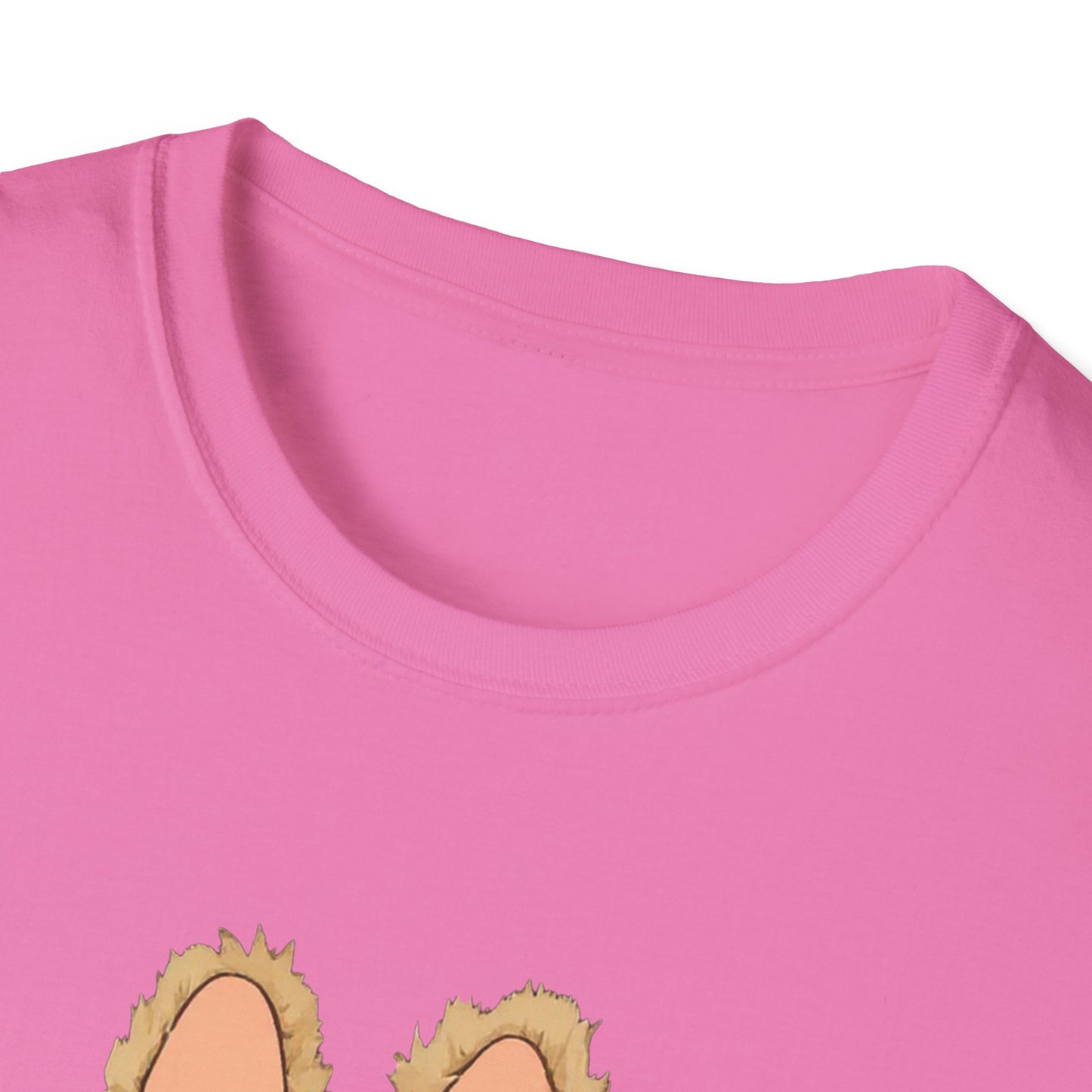 T-Shirt Unisex Labubu Softstyle – Design Kawaii con Camicia a Righe Azzurre.