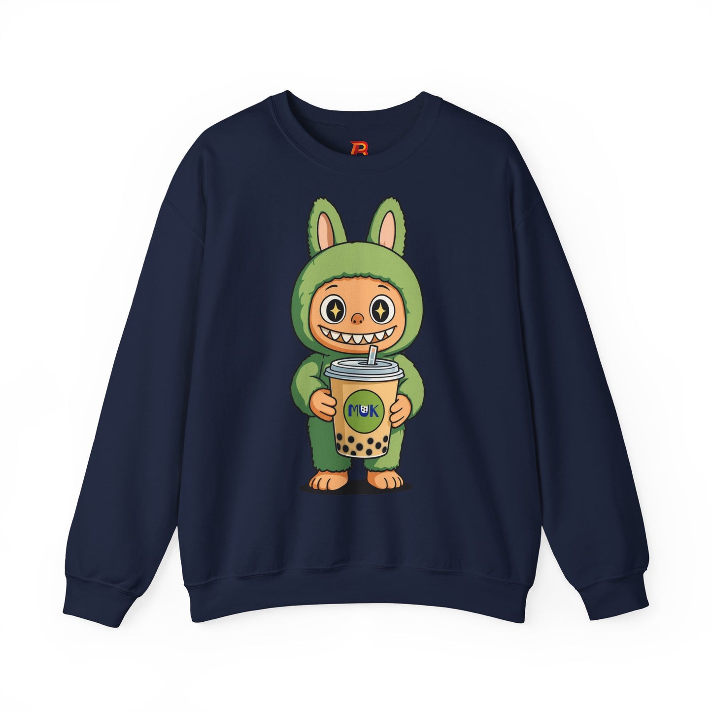 Felpa Unisex Labubu Bubble Tea – Sweatshirt Verde Streetwear Heavy Blend.