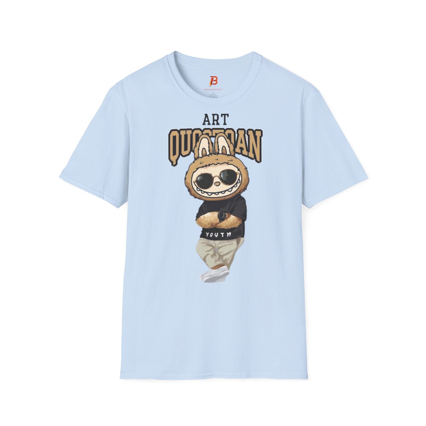 T-Shirt Unisex Labubu Softstyle – Design Urban Kawaii con Occhiali da Sole.