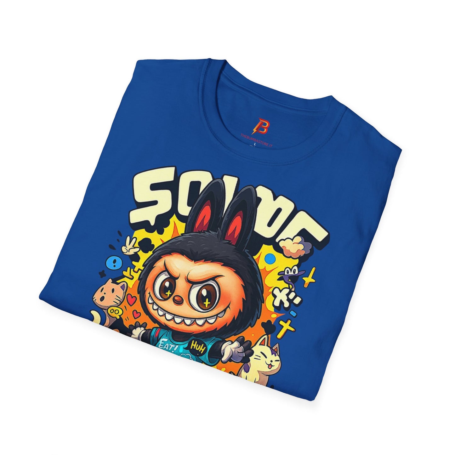 T-Shirt Unisex Labubu Softstyle  – Design Kawaii Streetwear con Skateboard.
