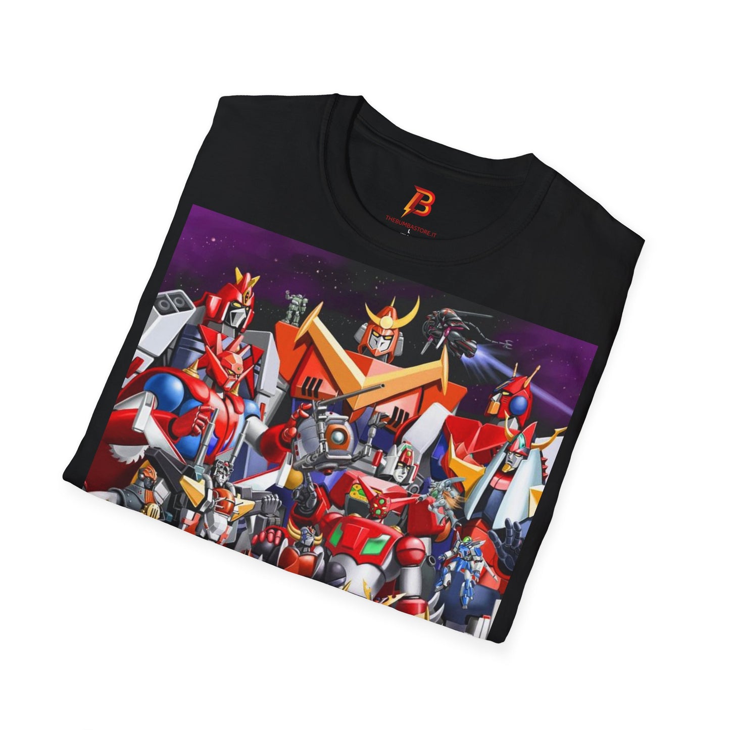 "T-shirt robot giapponesi anni ‘80 in cotone morbido. Un must per fan anime e collezionisti. Comfort e stile per ogni occasione.