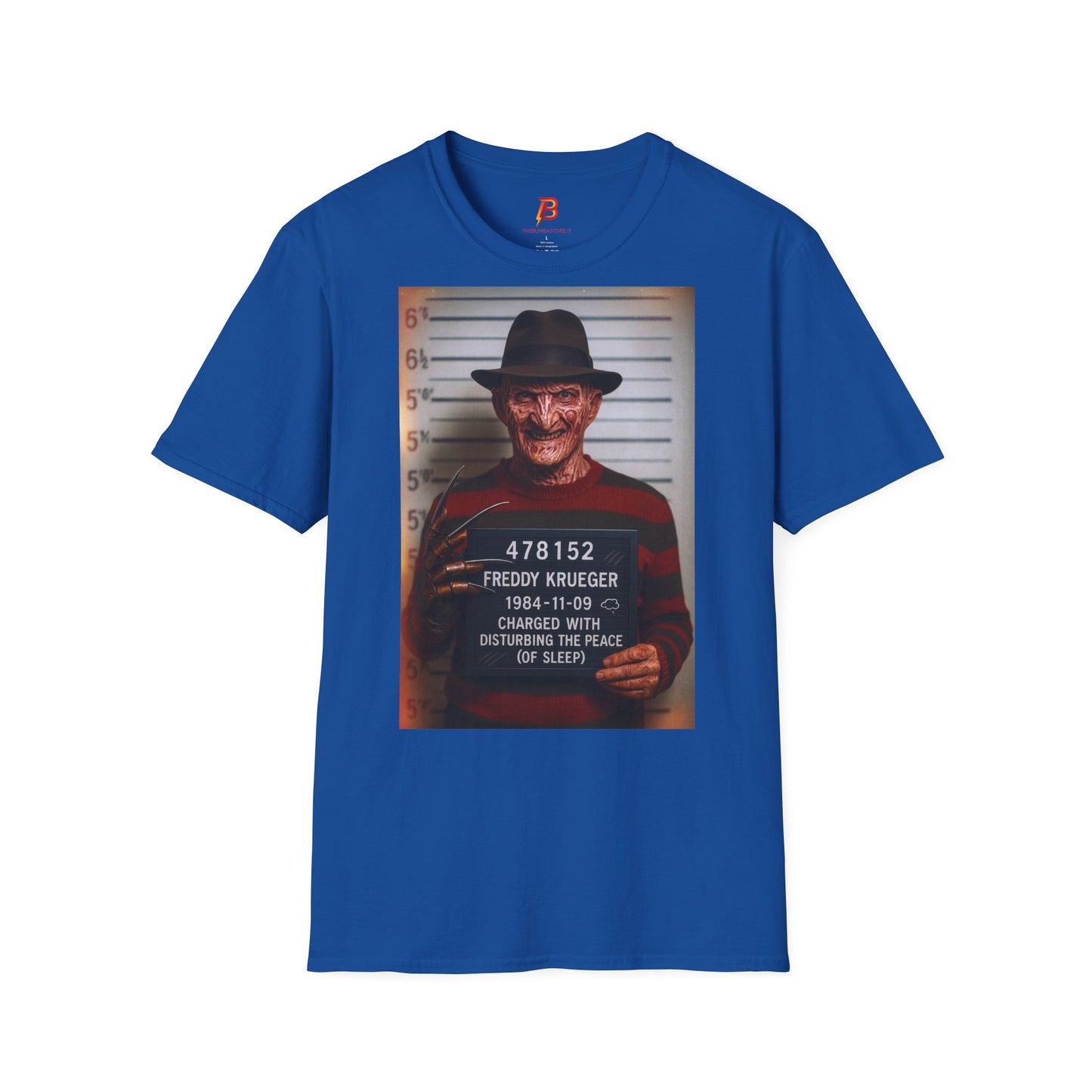 T-Shirt Unisex Freddy Krueger Mugshot – Maglietta Horror Nightmare | Cultura Pop & Halloween