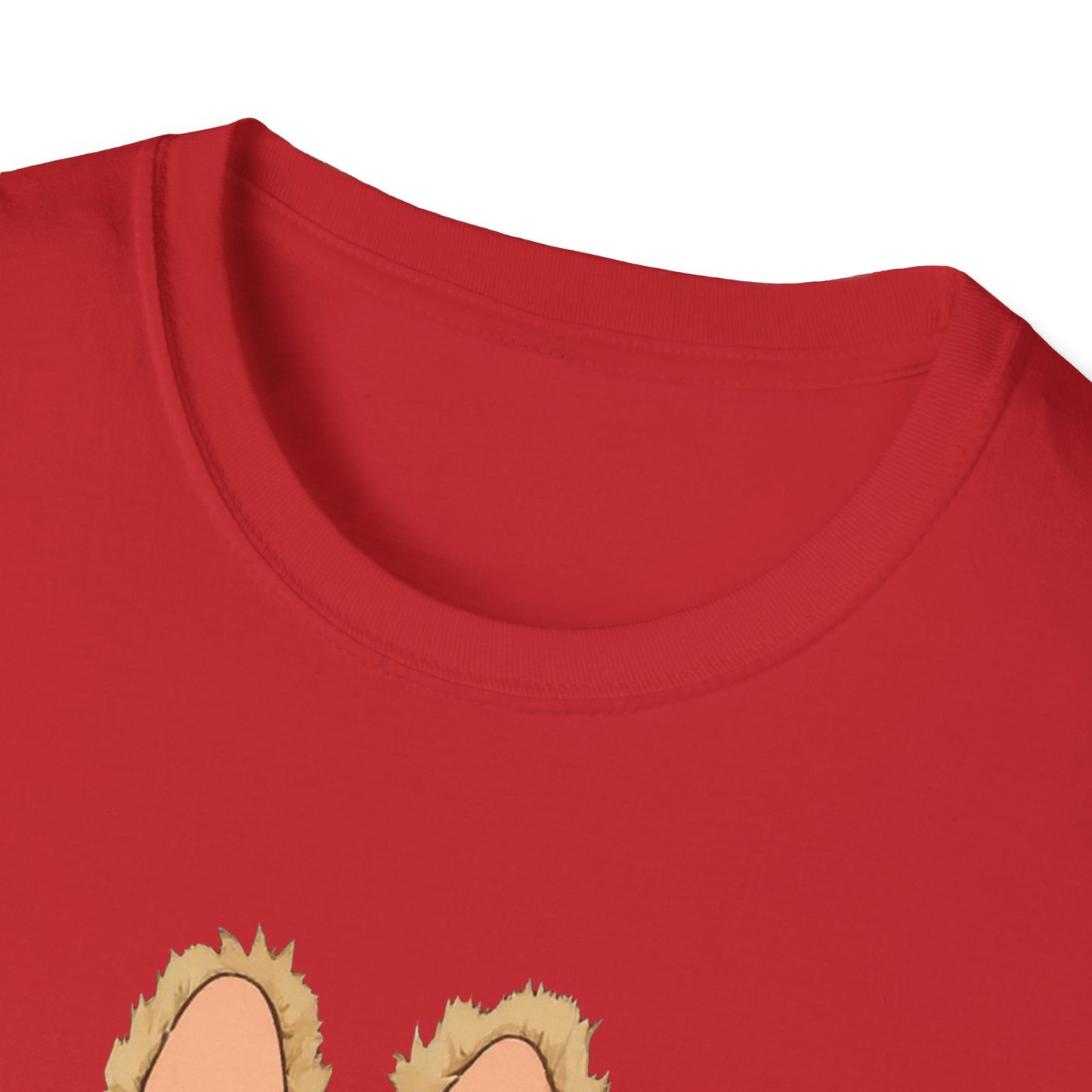 T-Shirt Unisex Labubu Softstyle – Design Kawaii con Camicia a Righe Azzurre.