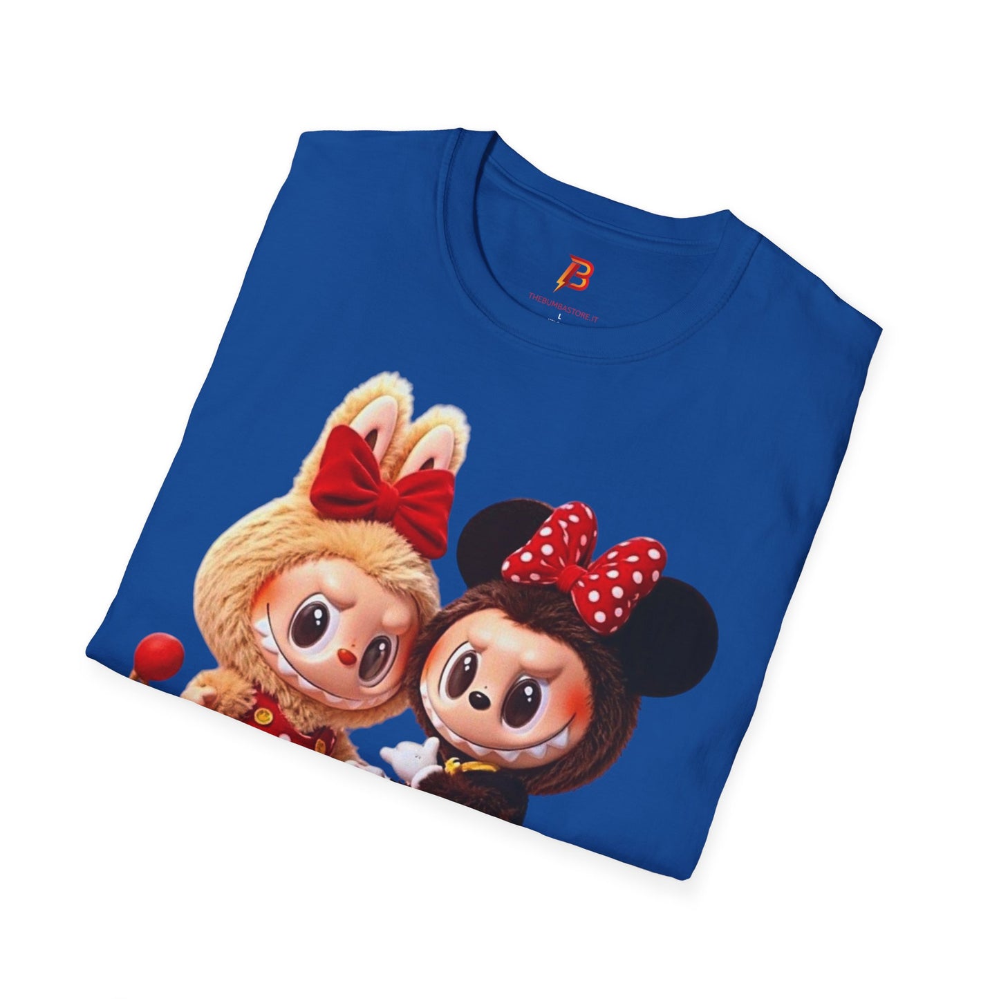 T-Shirt Unisex Labubu Softstyle  – Design Kawaii Coppia in Stile Minnie & Mickey.