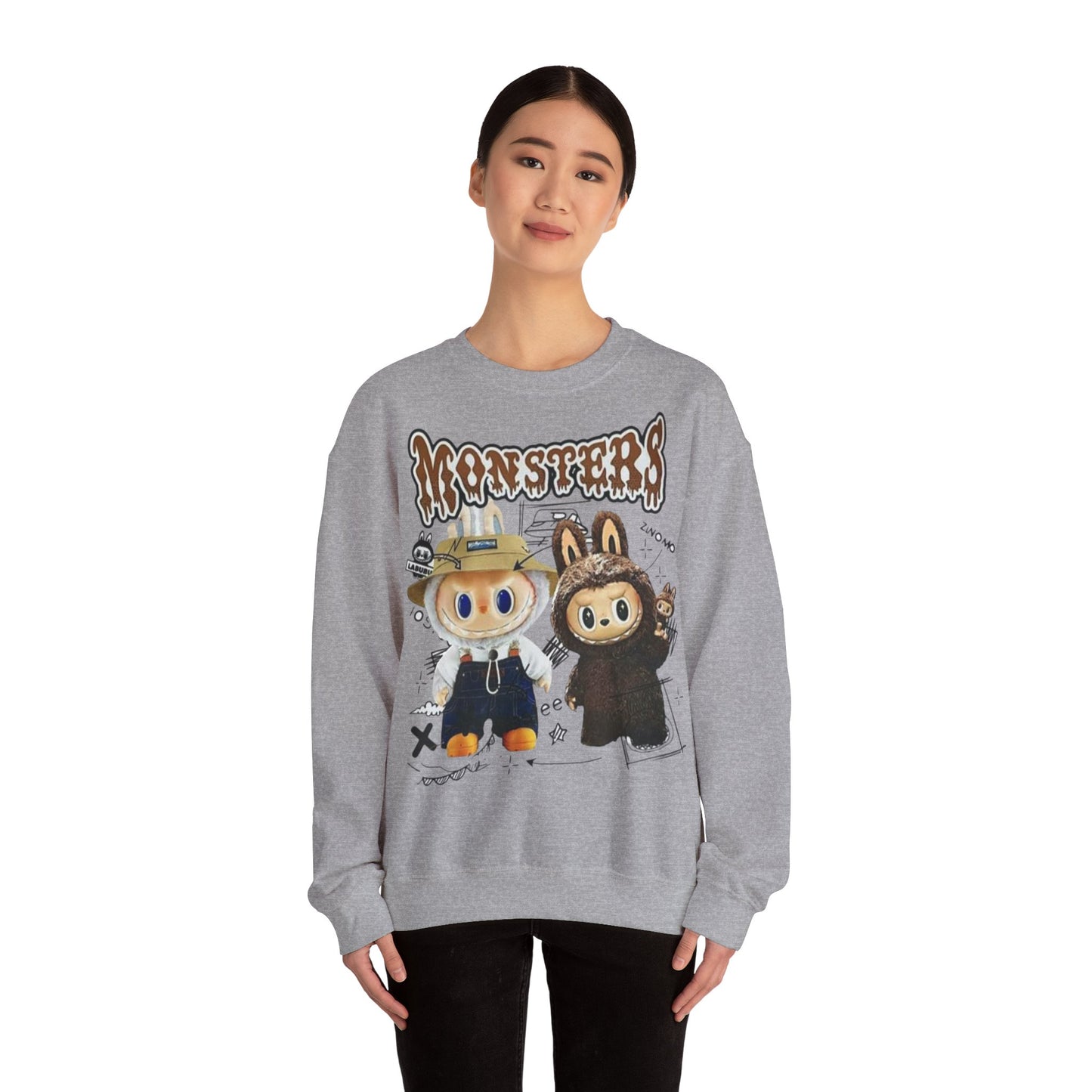 Felpa Unisex Labubu Monsters – Sweatshirt Streetwear Casual Heavy Blend.