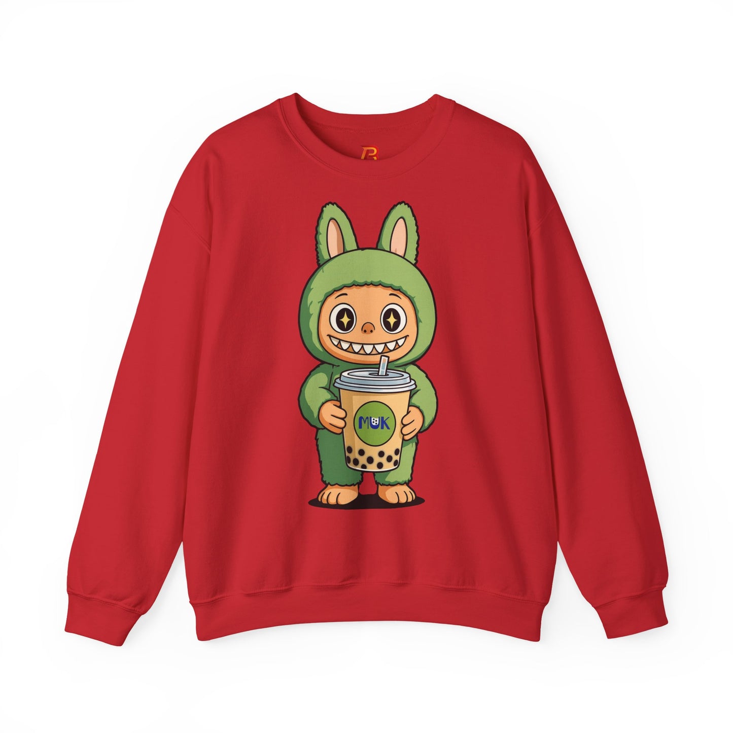 Felpa Unisex Labubu Bubble Tea – Sweatshirt Verde Streetwear Heavy Blend.