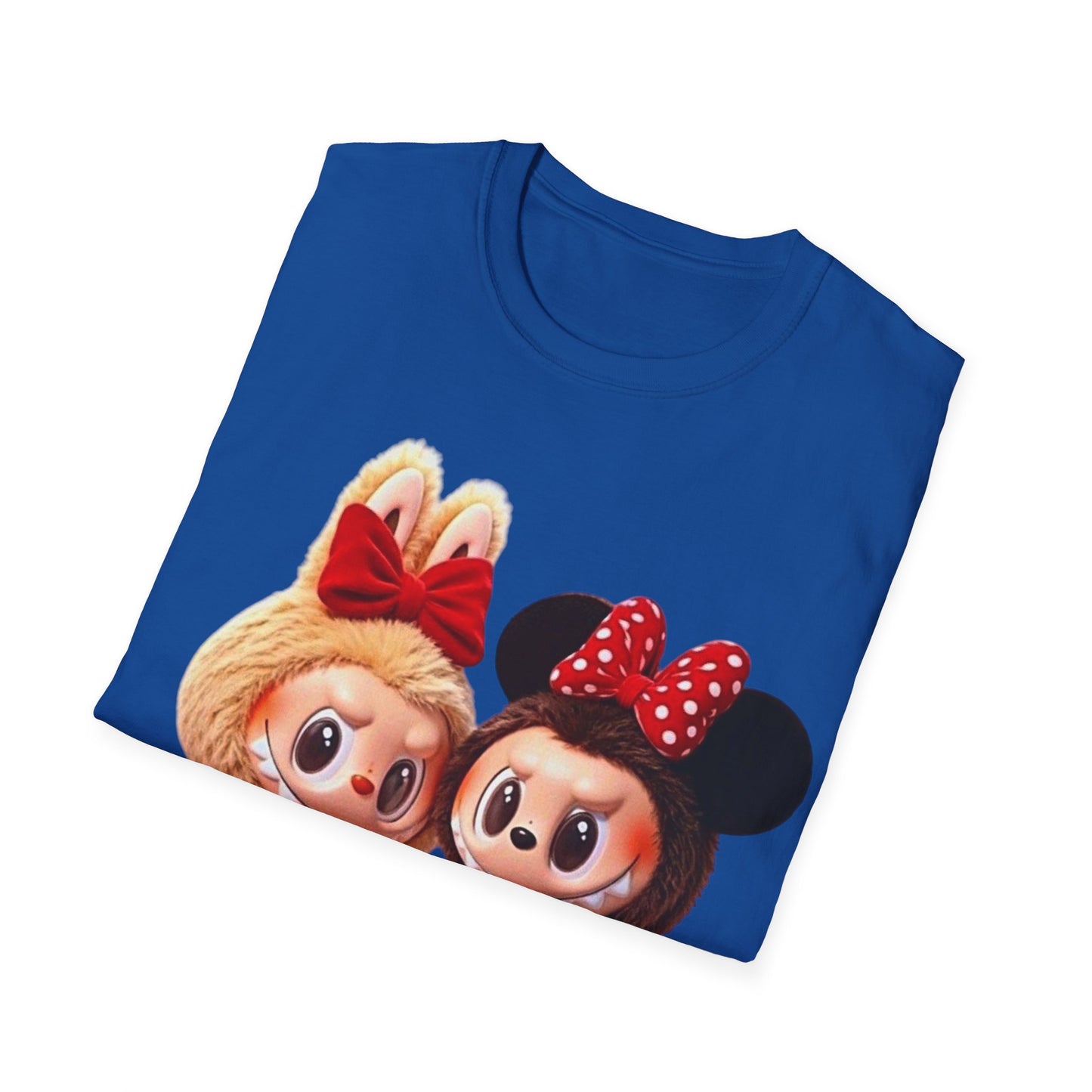 T-Shirt Unisex Labubu Softstyle  – Design Kawaii Coppia in Stile Minnie & Mickey.
