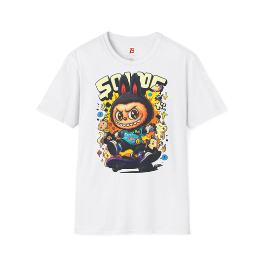 T-Shirt Unisex Labubu Softstyle  – Design Kawaii Streetwear con Skateboard.