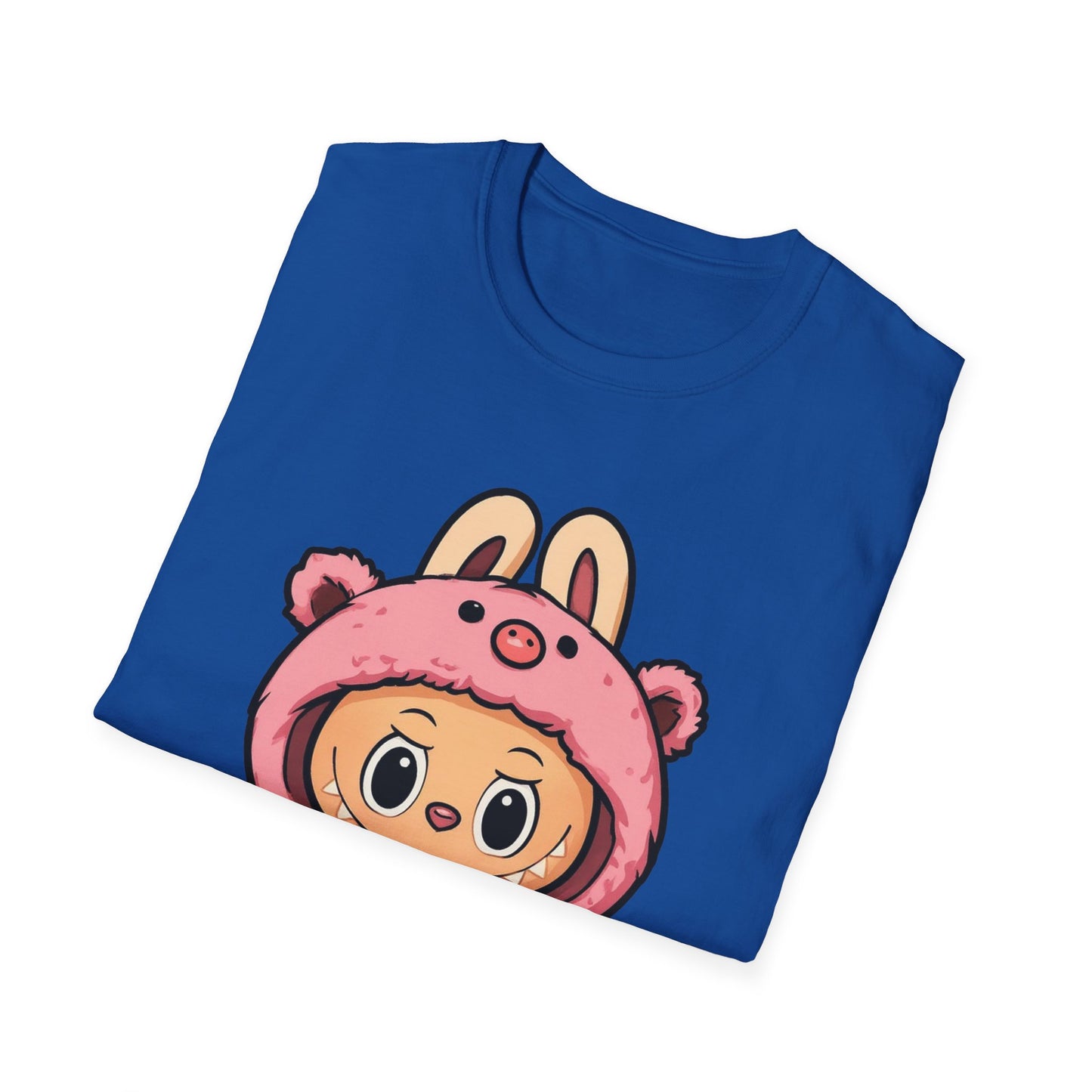 T-Shirt Unisex Labubu Softstyle – Outfit Cartoon Kawaii Rosa Orsetto Fragola.