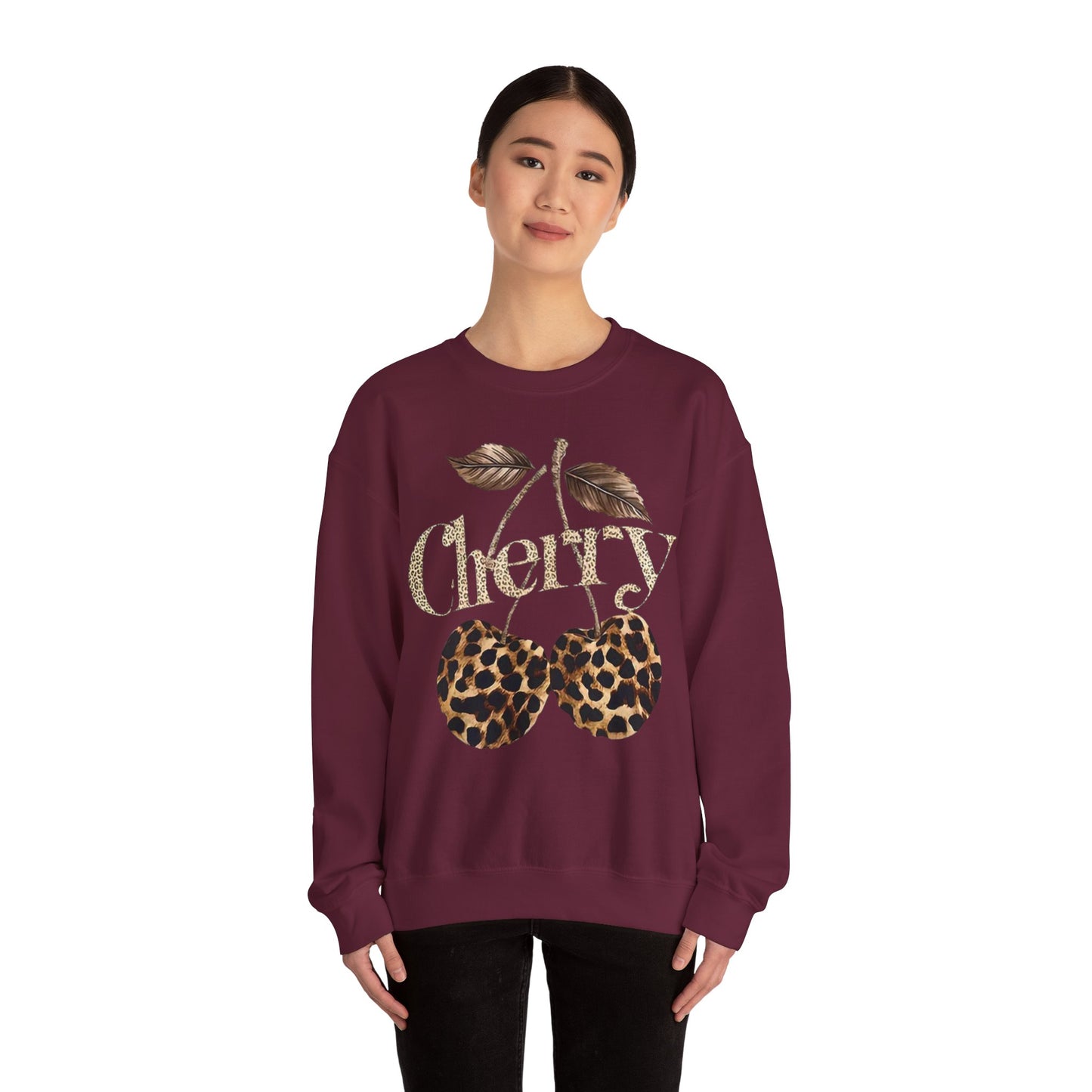 Felpa Unisex "Cherry Leopard" – Stampa Ciliegie Animalier, Stile Streetwear alla Moda.