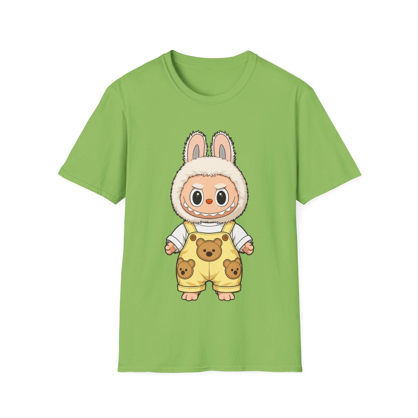 T-Shirt Unisex Labubu Softstyle – Design Kawaii con Salopette Orsetto.