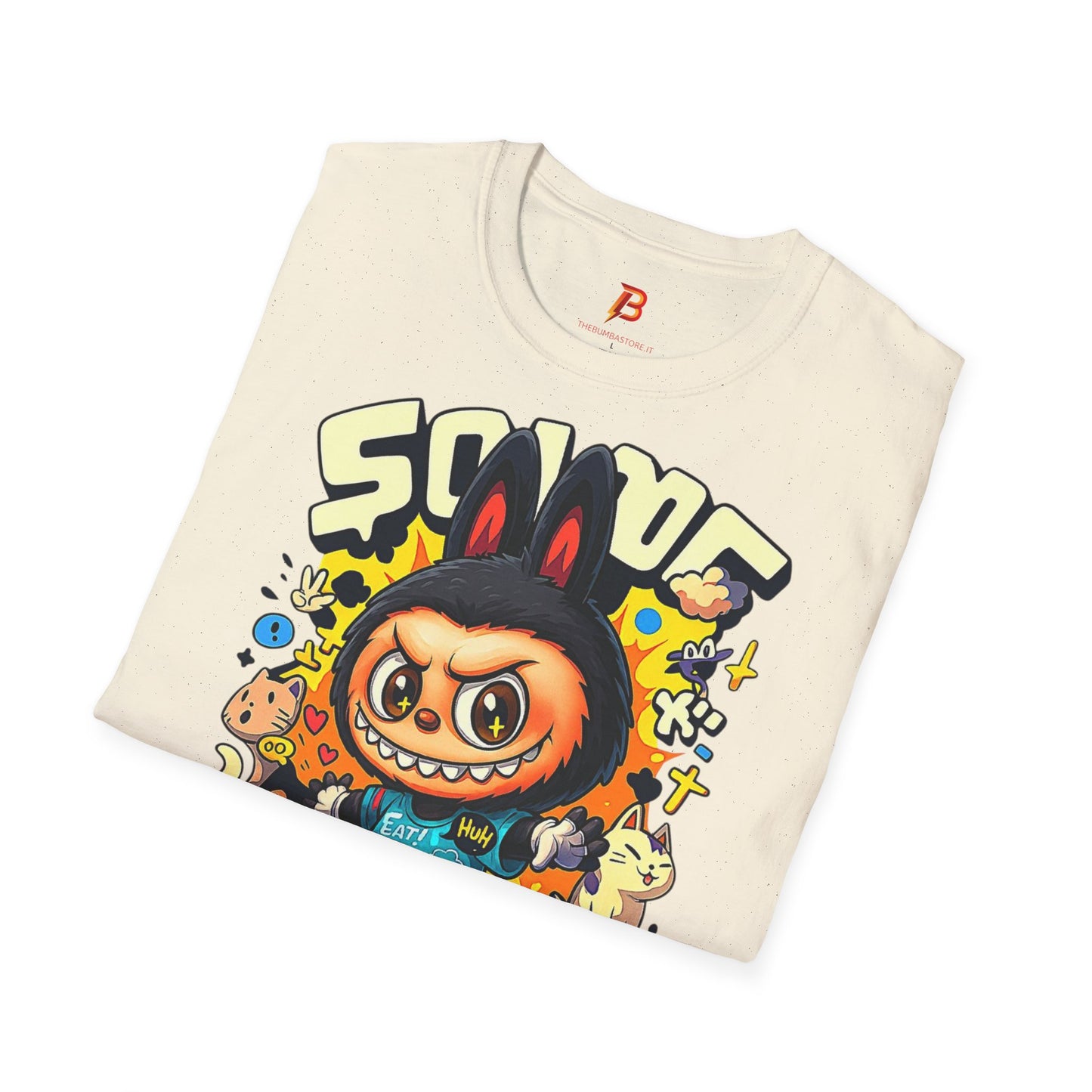 T-Shirt Unisex Labubu Softstyle  – Design Kawaii Streetwear con Skateboard.