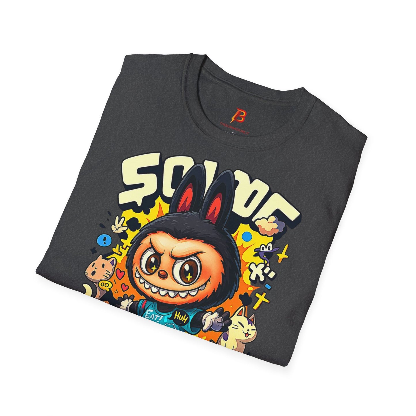 T-Shirt Unisex Labubu Softstyle  – Design Kawaii Streetwear con Skateboard.