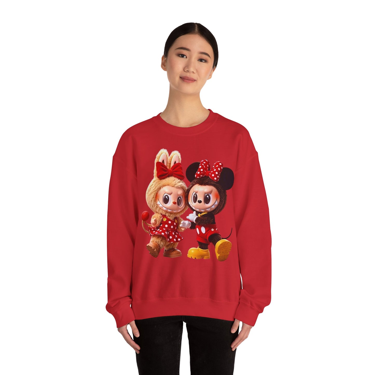 Felpa Unisex Labubu Cartoon – Sweatshirt Streetwear Rossa, Moda Urban e Comfort.