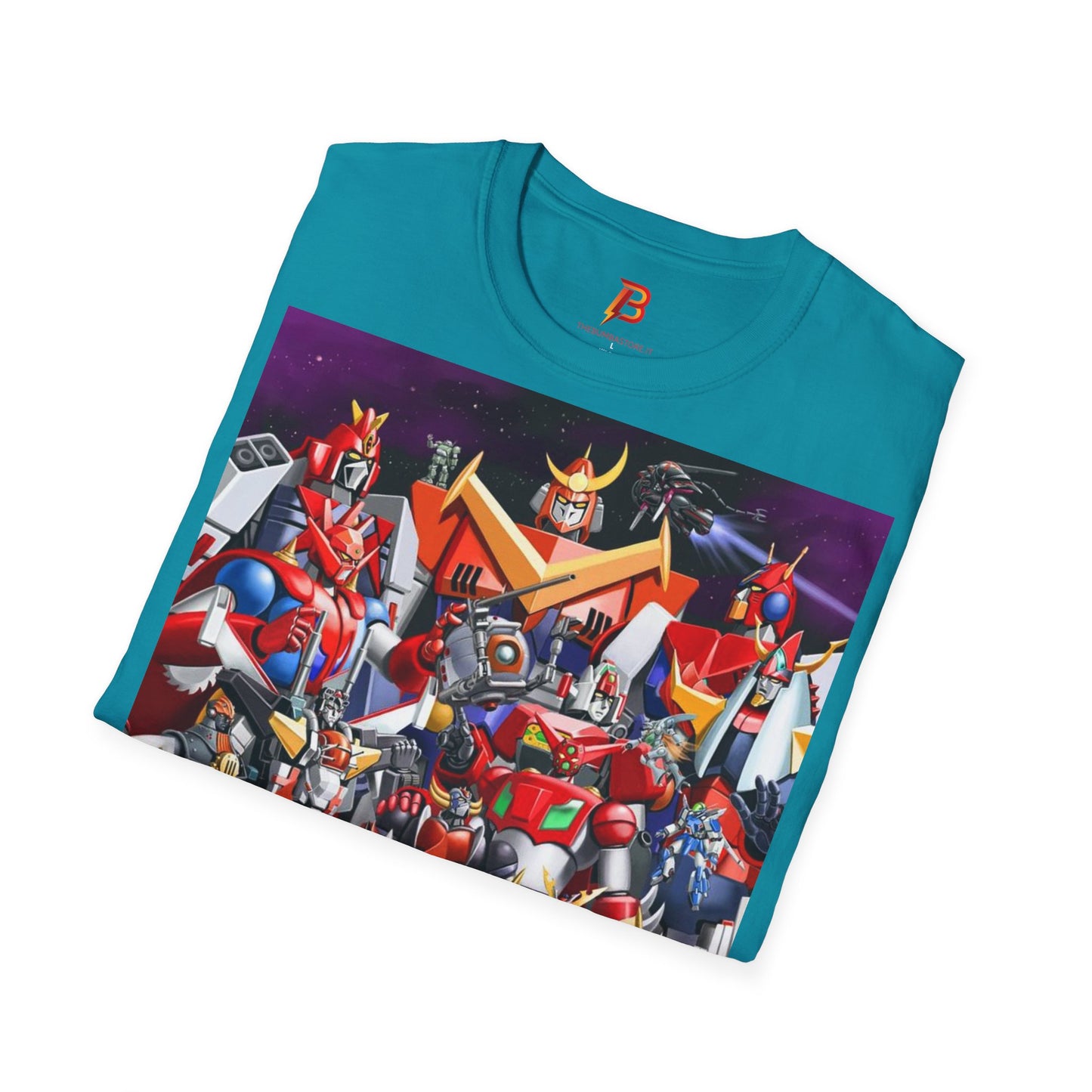 "T-shirt robot giapponesi anni ‘80 in cotone morbido. Un must per fan anime e collezionisti. Comfort e stile per ogni occasione.