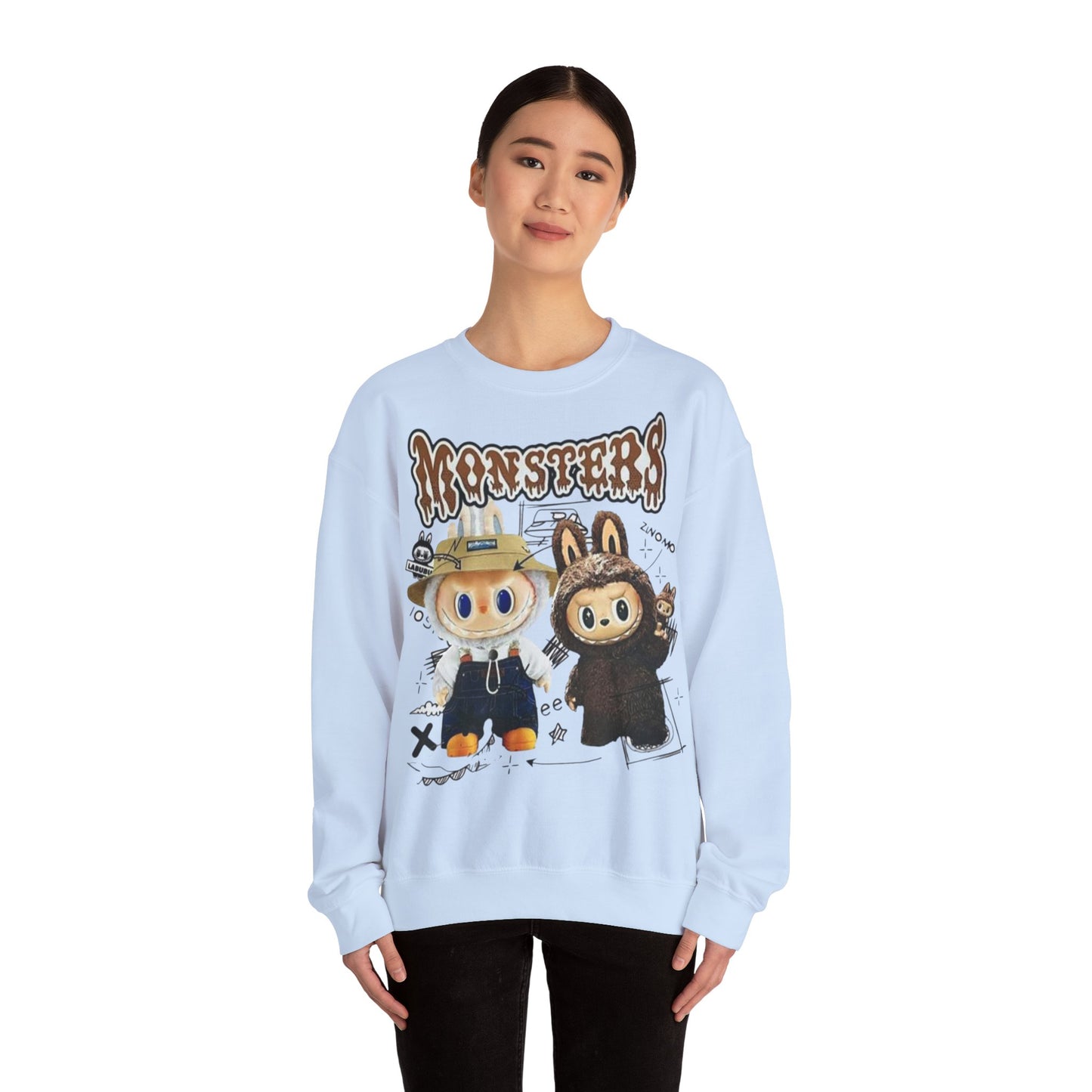 Felpa Unisex Labubu Monsters – Sweatshirt Streetwear Casual Heavy Blend.