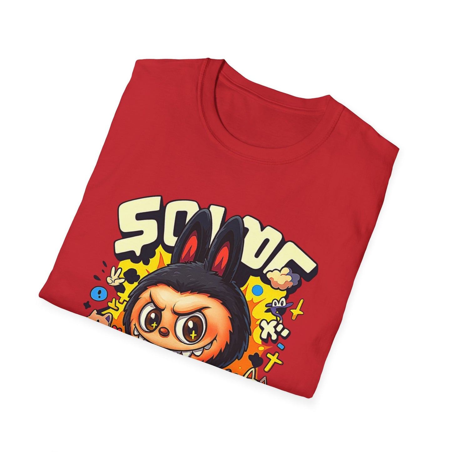 T-Shirt Unisex Labubu Softstyle  – Design Kawaii Streetwear con Skateboard.
