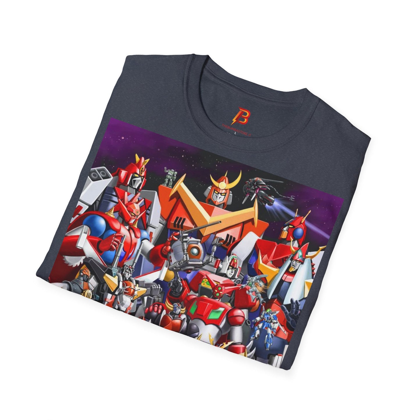 "T-shirt robot giapponesi anni ‘80 in cotone morbido. Un must per fan anime e collezionisti. Comfort e stile per ogni occasione.
