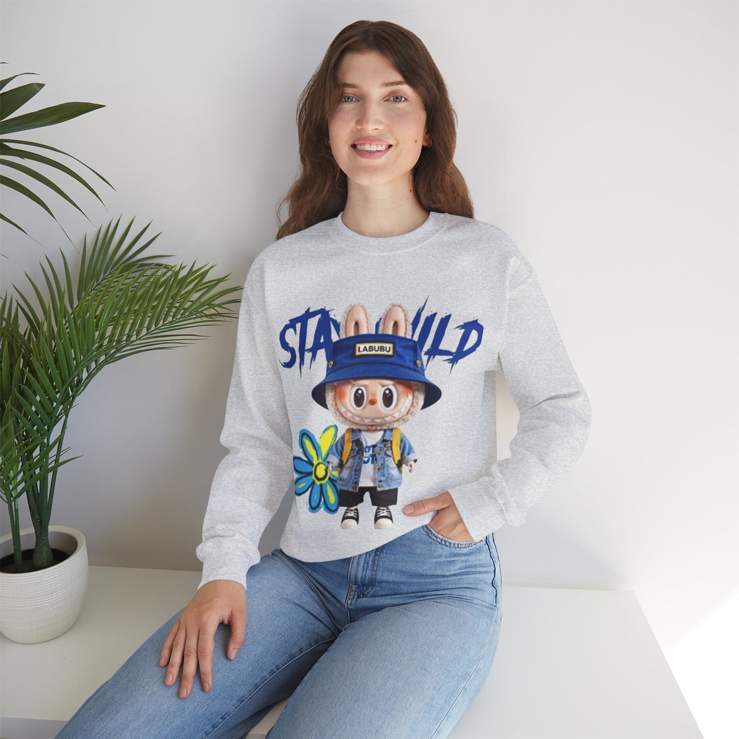 Felpa Unisex Labubu Stay Wild – Streetwear Casual con Design Cartoon.