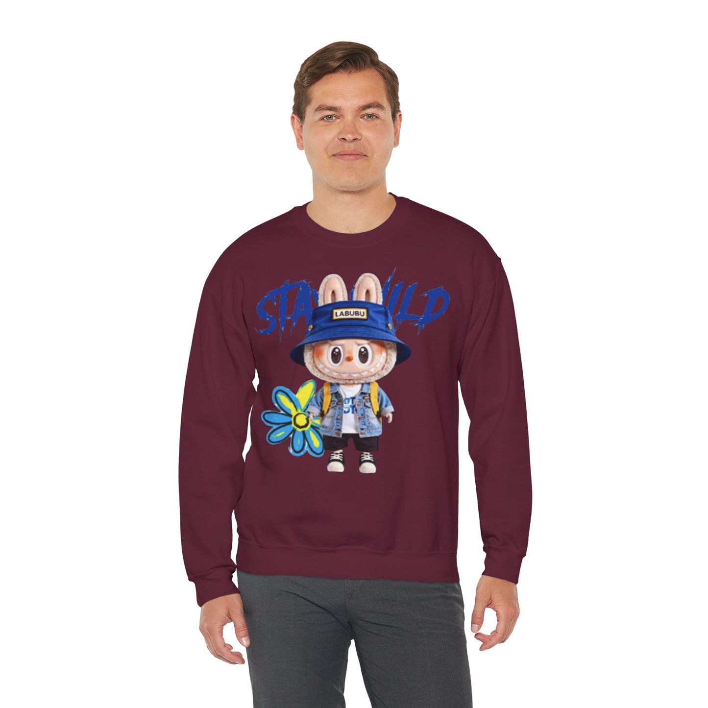 Felpa Unisex Labubu Stay Wild – Streetwear Casual con Design Cartoon.
