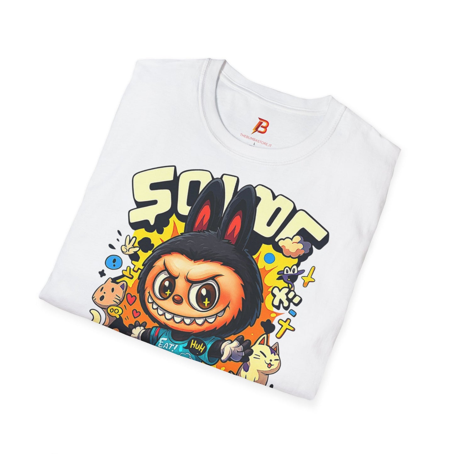 T-Shirt Unisex Labubu Softstyle  – Design Kawaii Streetwear con Skateboard.