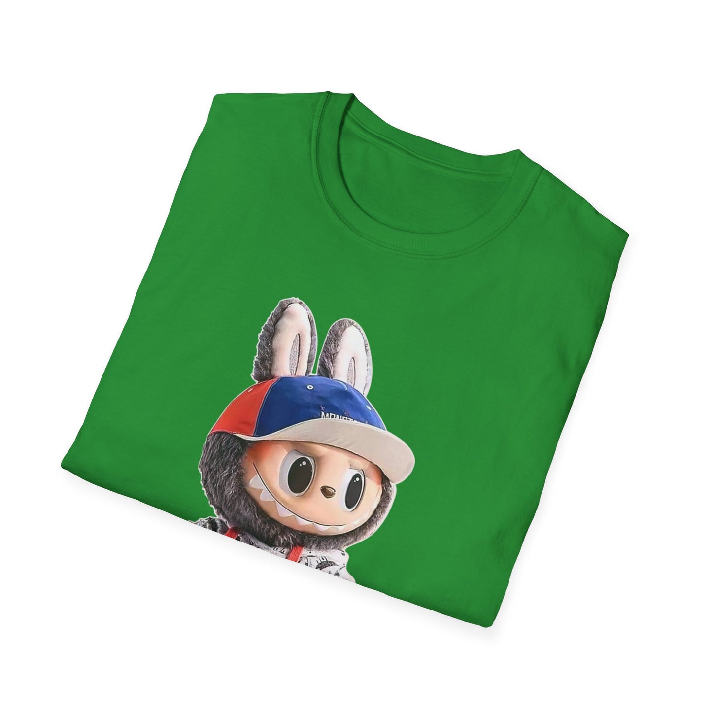 T-Shirt Unisex Labubu Softstyle Arancione – Design Streetwear con Skateboard.