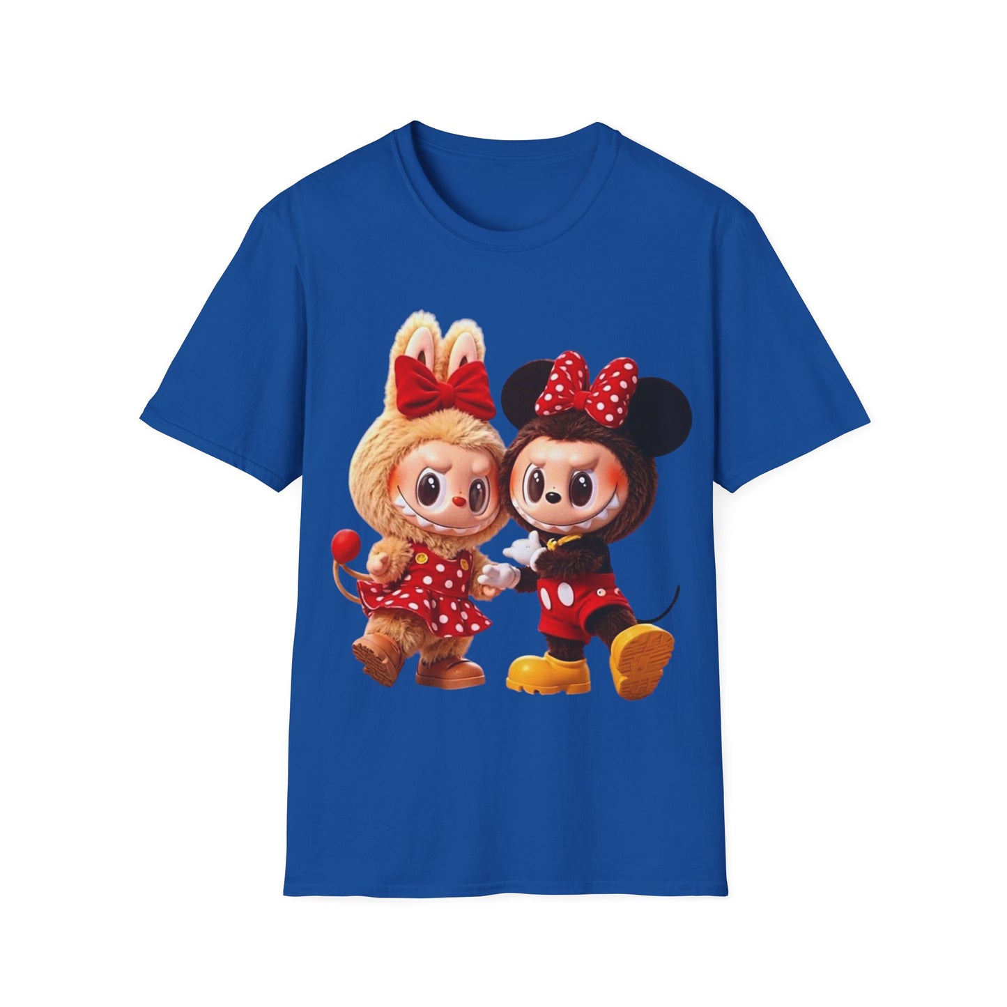 T-Shirt Unisex Labubu Softstyle  – Design Kawaii Coppia in Stile Minnie & Mickey.