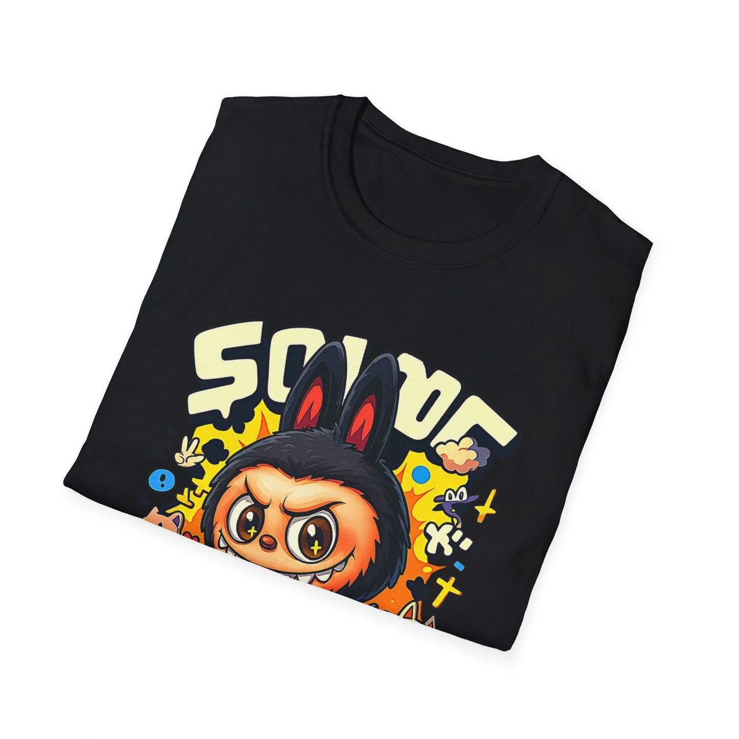 T-Shirt Unisex Labubu Softstyle  – Design Kawaii Streetwear con Skateboard.