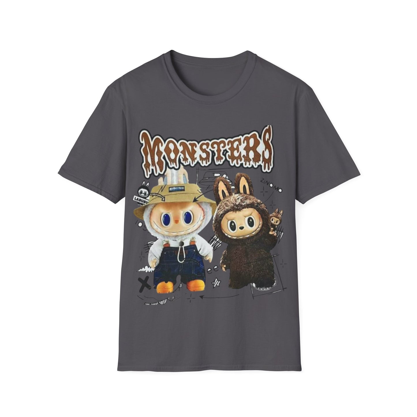 T-Shirt Unisex Labubu Softstyle – Design Monsters Kawaii con Coppia Iconica.