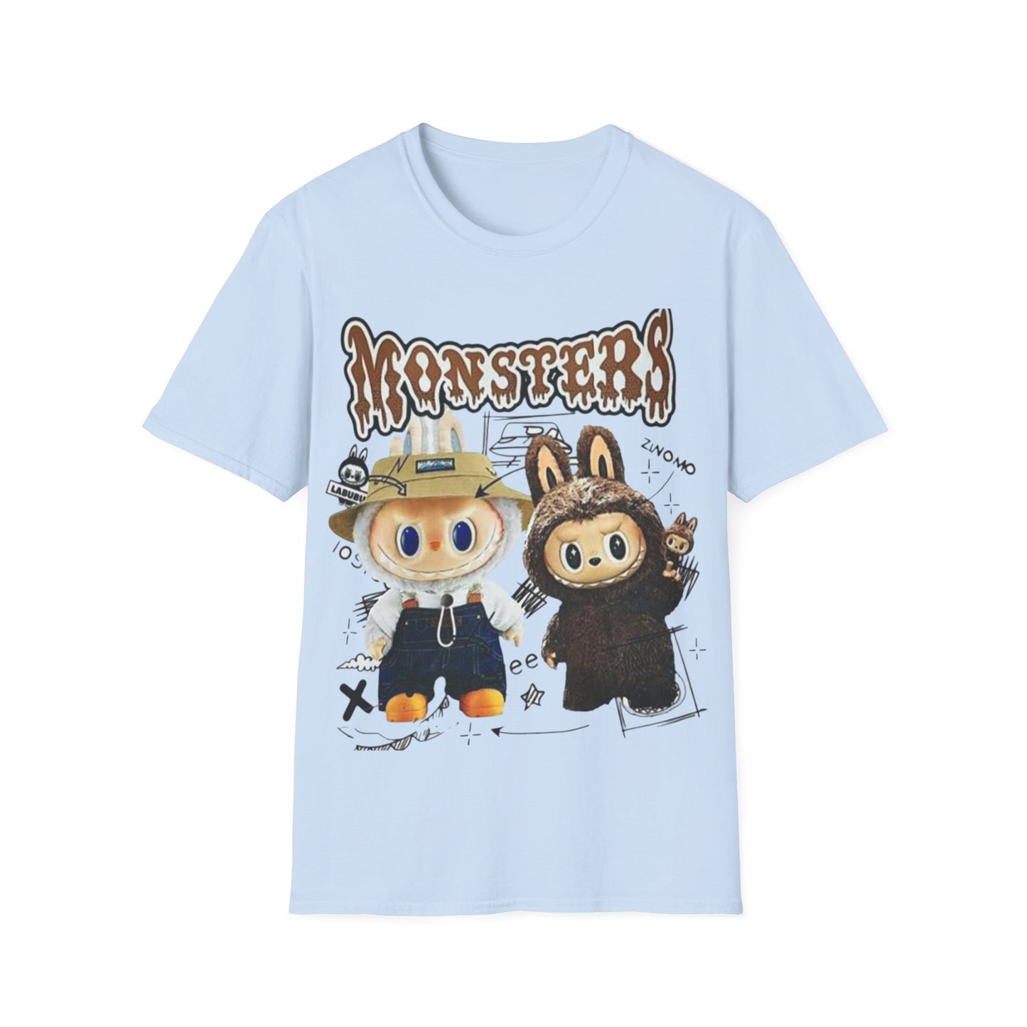 T-Shirt Unisex Labubu Softstyle – Design Monsters Kawaii con Coppia Iconica.