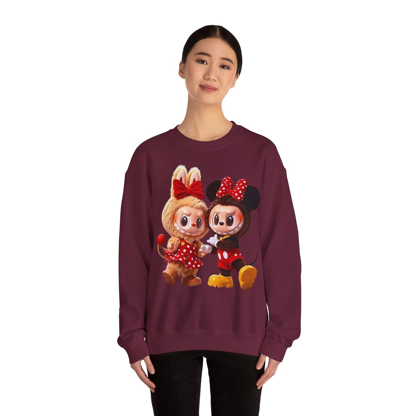 Felpa Unisex Labubu Cartoon – Sweatshirt Streetwear Rossa, Moda Urban e Comfort.