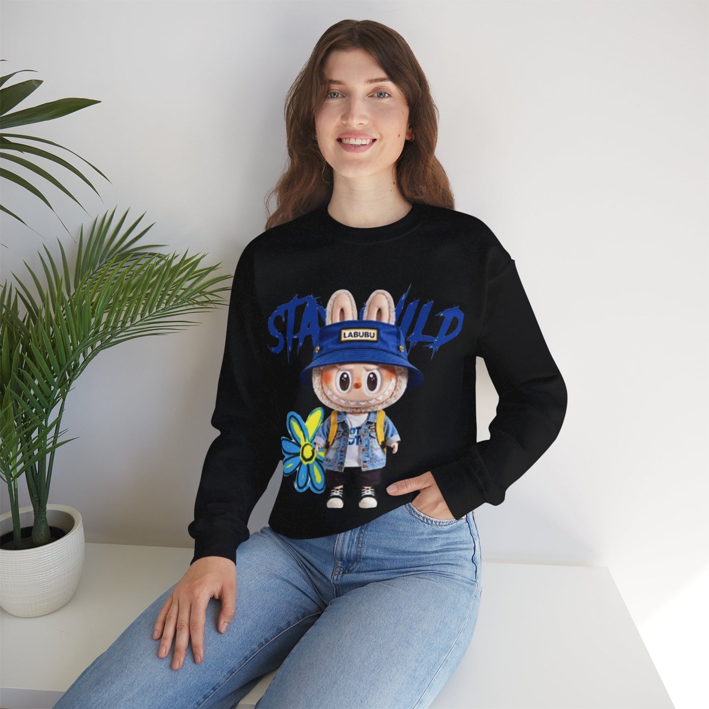 Felpa Unisex Labubu Stay Wild – Streetwear Casual con Design Cartoon.