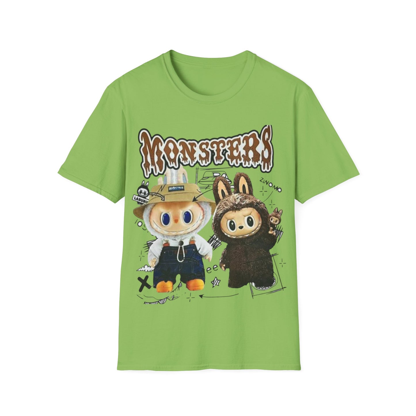 T-Shirt Unisex Labubu Softstyle – Design Monsters Kawaii con Coppia Iconica.
